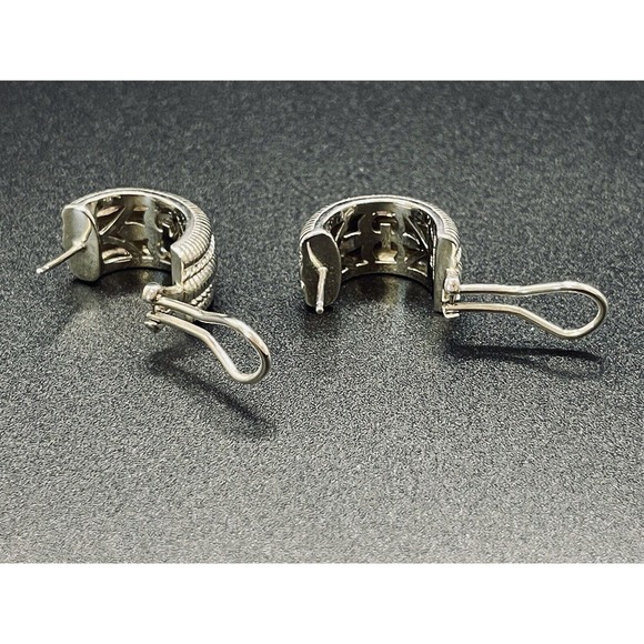 Judith Ripka Sterling Silver 12MM Hoop Earrings 925 Signed - Picture 6 of 8